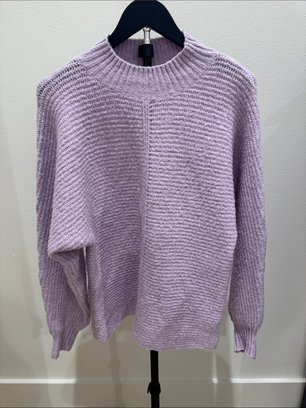Soft Lavender Ribbed Crewneck Sweater - Women's Everyday Knit